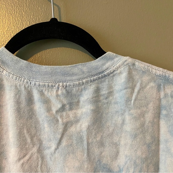 Taylor Swift Inspired Raw Hemmed, Cropped Tie Dye Blue Graphic T-Shirt with Cats - Picture 4 of 7